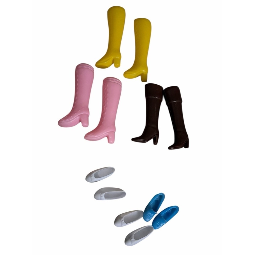 3 Vtg 70's Gogo BARBIE KNEE HIGH PLASTIC BOOTS Mod Plus 3 Vtg Shoes‎